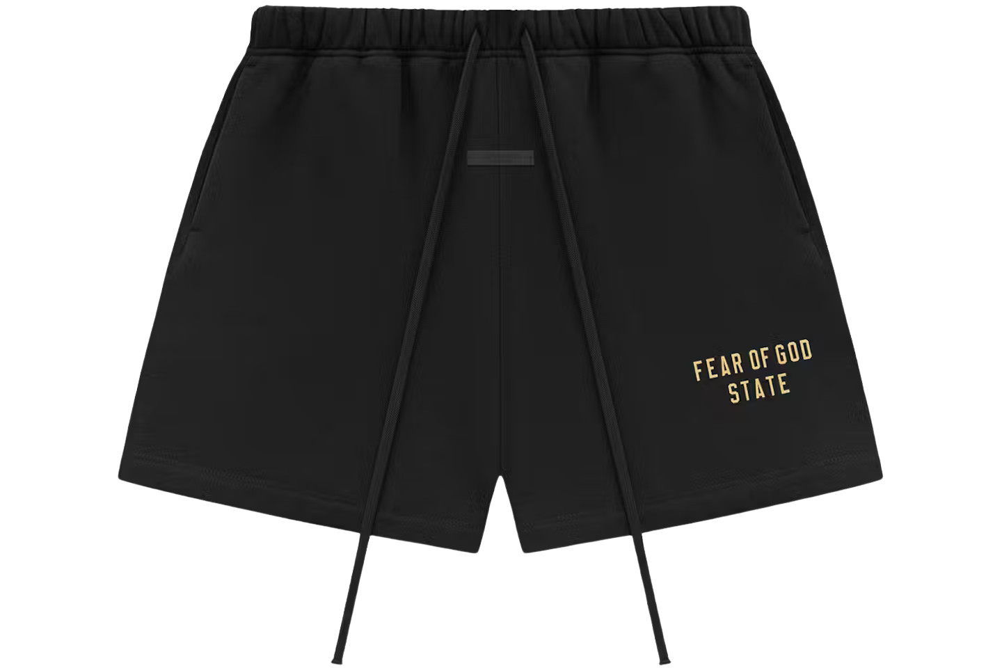 Fear of God Essentials Fleece Soccer Short Black | WOOVIN