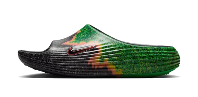 Nike ReactX Rejuven8 Slide .SWOOSH Touch Grass Dark Smoke Grey Kelly Green