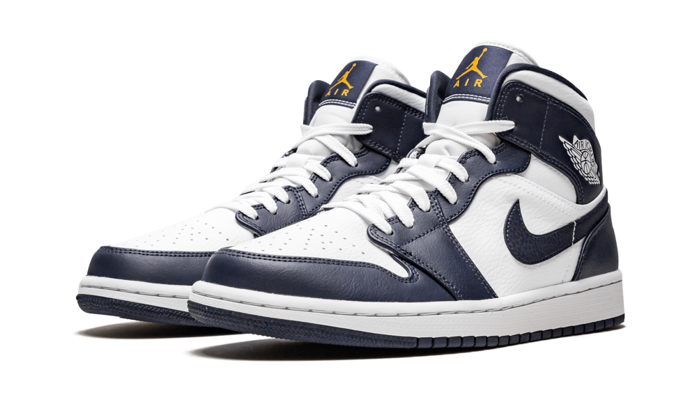 Jordan 1 Mid White Metallic Gold Obsidian - Image 1