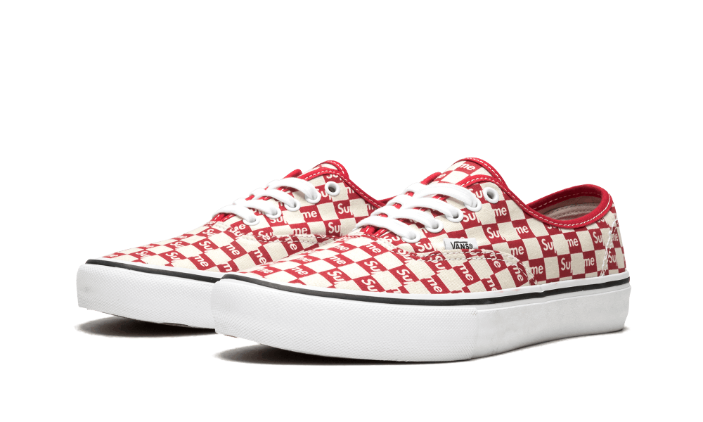 Vans Authentic Supreme Red Checker Logo - Image 1