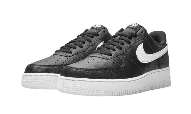 Nike Air Force 1 Low '07 Black White Pebbled Leather - Image 1