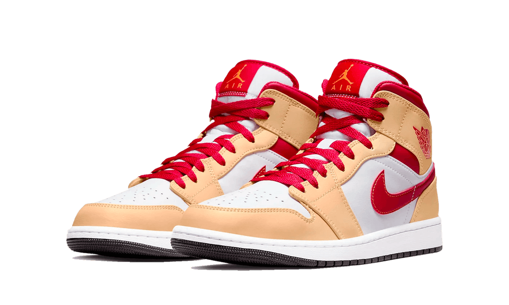 Jordan 1 Mid Light Curry Cardinal - Image 1