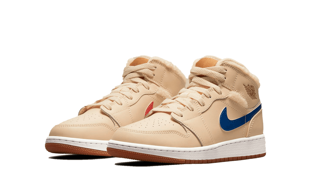 Jordan 1 Mid Utility Fleece Pearl White (GS) - Image 1
