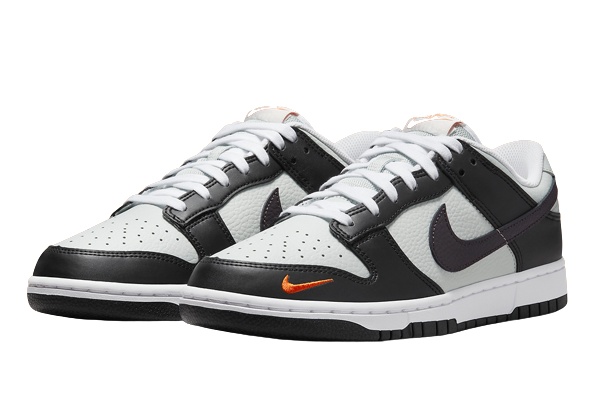 Nike Dunk Low Grey Black Orange Mini Swoosh - Image 1
