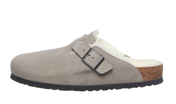 Birkenstock Boston Shearling Suede Stone Coin