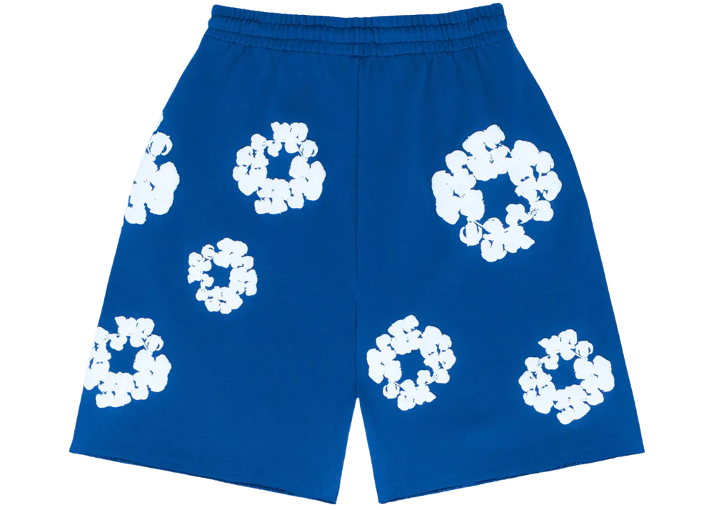 Denim Tears The Cotton Wreath Shorts Royal Blue - Image 1