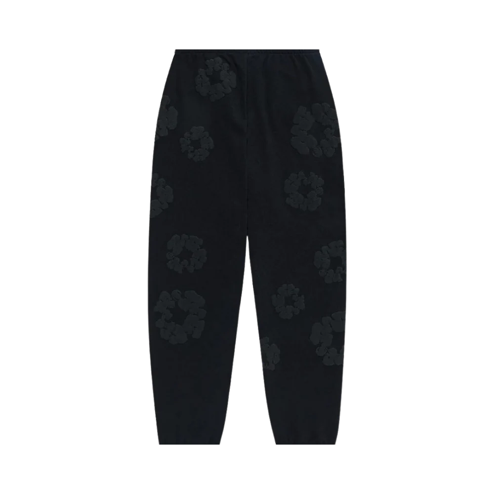 Denim Tears The Cotton Wreath Sweatpants Black Monochrome - Image 1