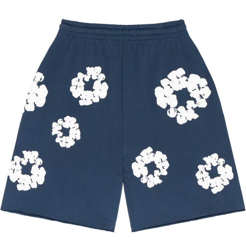 Denim Tears The Cotton Wreath Shorts Navy - Image 1