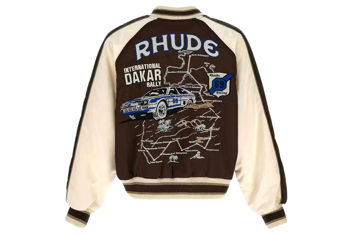 Rhude Crepe Satin Souvenier Jacket Brown/Cream - Image 1